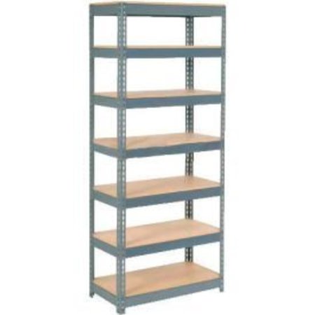 GLOBAL EQUIPMENT Extra Heavy Duty Shelving 36"W x 18"D x 96"H With 7 Shelves, Wood Deck, Gry 717374